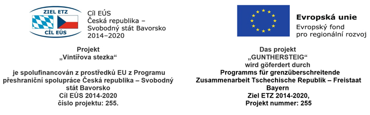 Projekt Vintířova stezka - spolufinancován z prostředků EU z Programu přeshraniční
spolupráce Česká republika – Svobodný stát Bavorsko